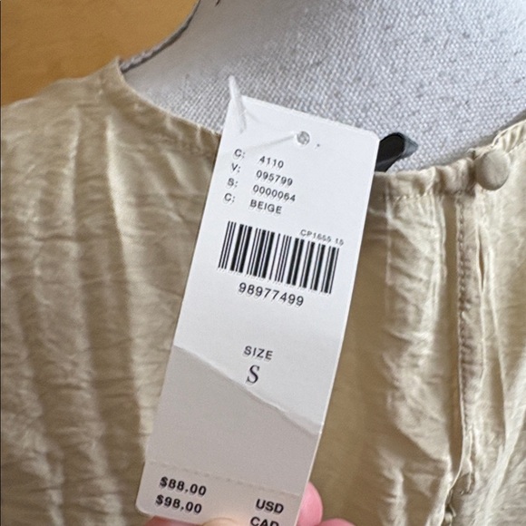 NWT Anthropologie Beige The Della Pleated-Waist Shell Top Size S - Picture 7 of 14